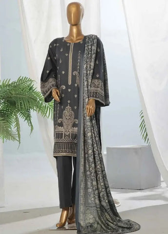 Bin Saeed Fabric - WKKE-018-A- 3 Piece Khaddar Emboidered Stitched Suit