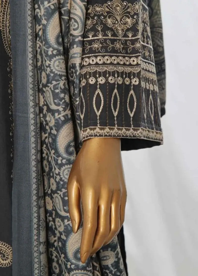 Bin Saeed Fabric - WKKE-018-A- 3 Piece Khaddar Emboidered Stitched Suit