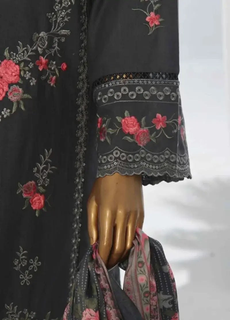 Bin Saeed Fabric - WKKE-018-C- 3 Piece Khaddar Emboidered Stitched Suit