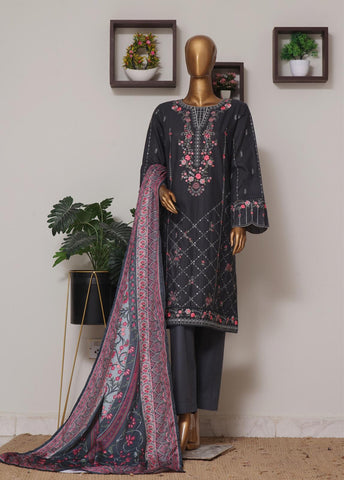 Bin Saeed Fabric - WKKE-018 B-3 Piece Khaddar Embroidered Stitched Suit