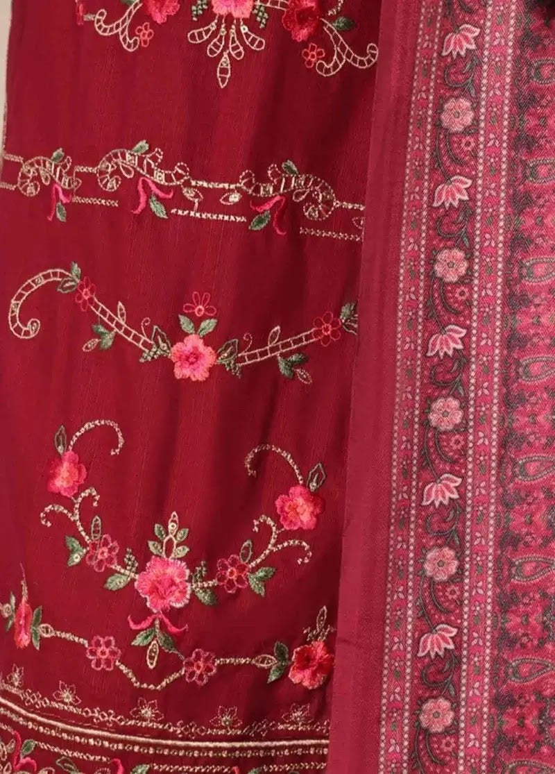 Bin Saeed Fabric - WKKE-019-B- 3 Piece Khaddar Emboidered Stitched Suit