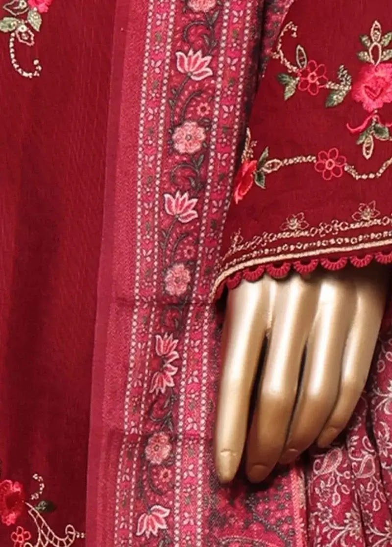 Bin Saeed Fabric - WKKE-019-B- 3 Piece Khaddar Emboidered Stitched Suit