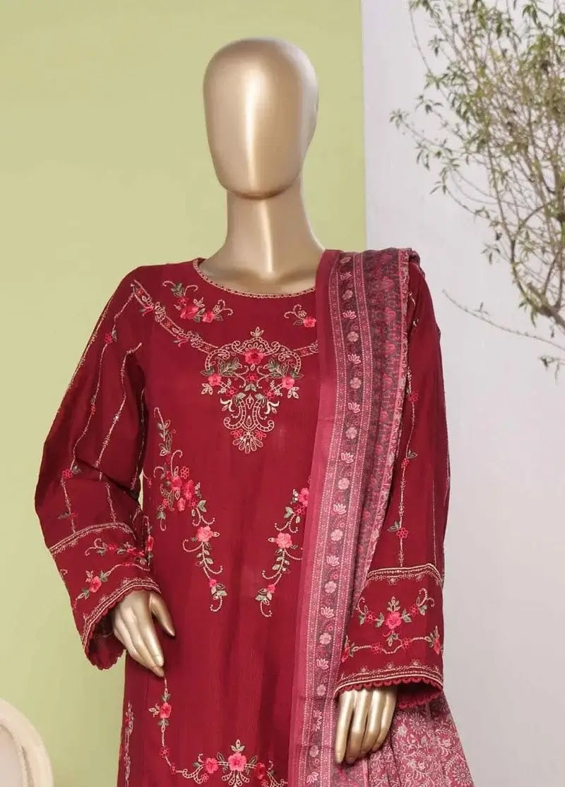 Bin Saeed Fabric - WKKE-019-B- 3 Piece Khaddar Emboidered Stitched Suit