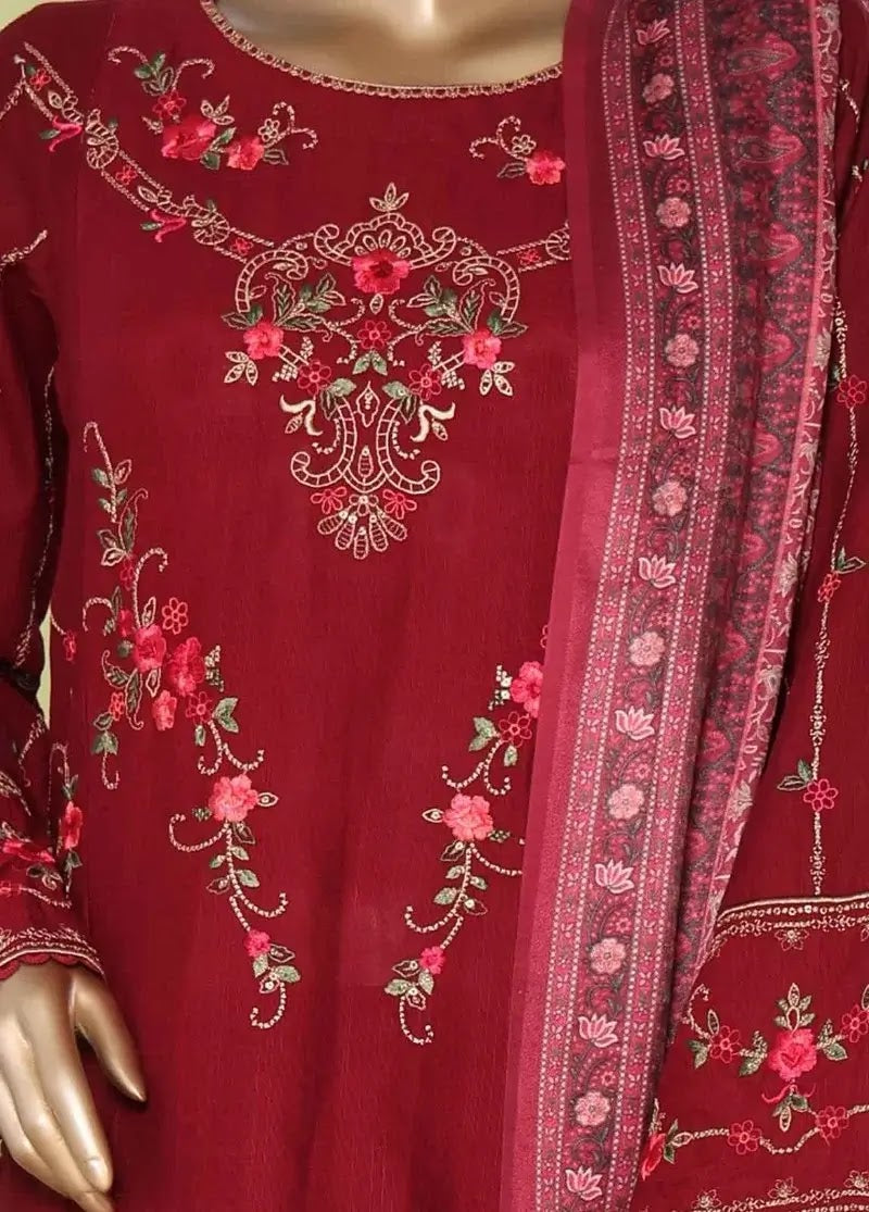 Bin Saeed Fabric - WKKE-019-B- 3 Piece Khaddar Emboidered Stitched Suit