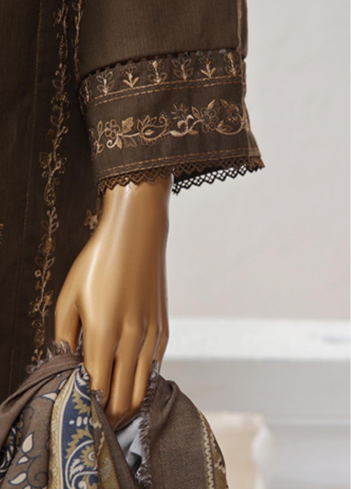 Bin Saeed Fabric - WKKE-020 A-3 Piece Khaddar Embroidered Stitched Suit