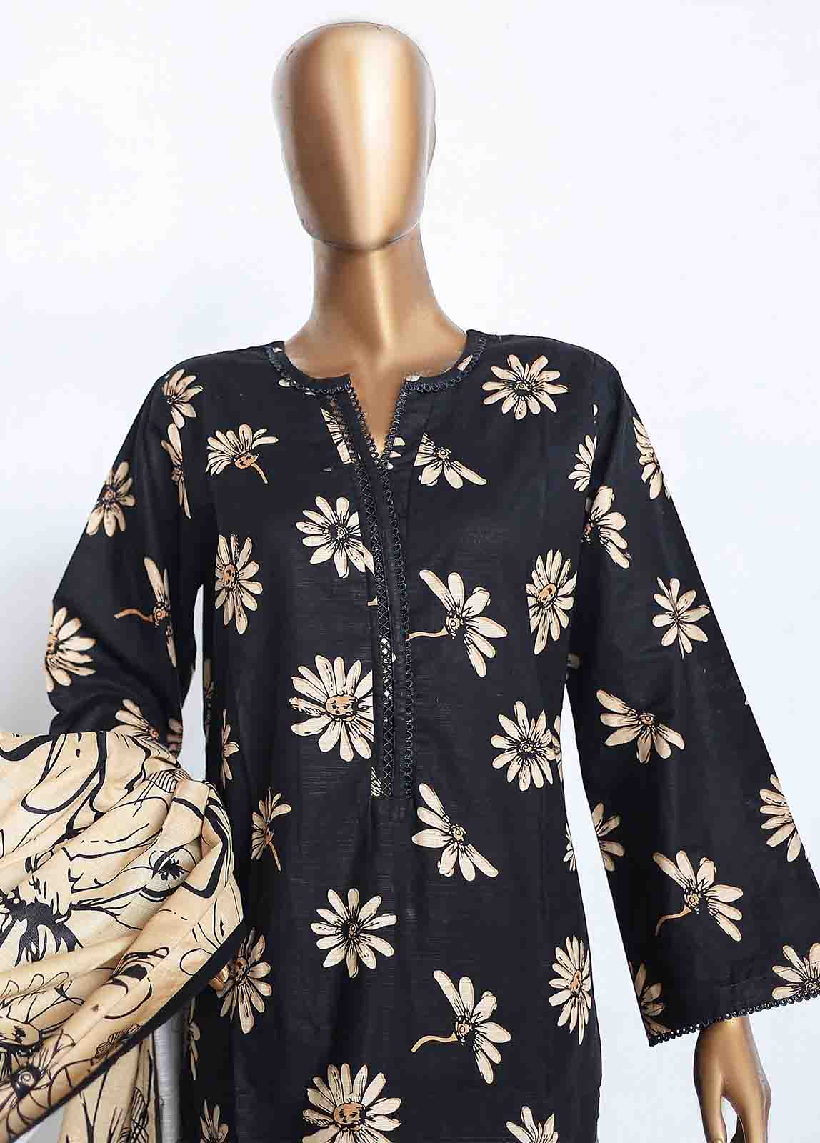 Bin Saeed Fabric - WKP-001 -3 Piece Khaddar Printed Suit