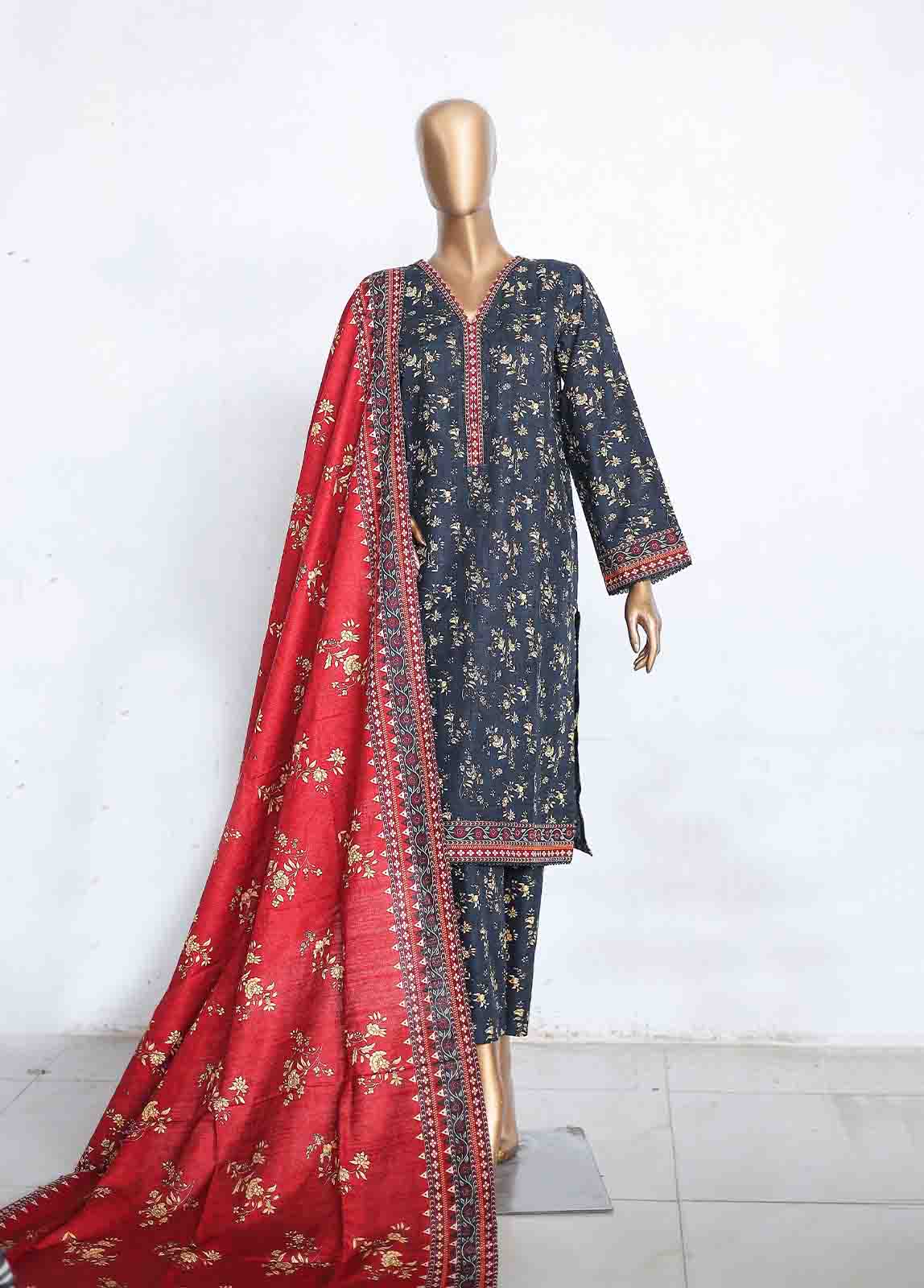 Bin Saeed Fabric - WKP-003 -3 Piece Khaddar Printed Suit