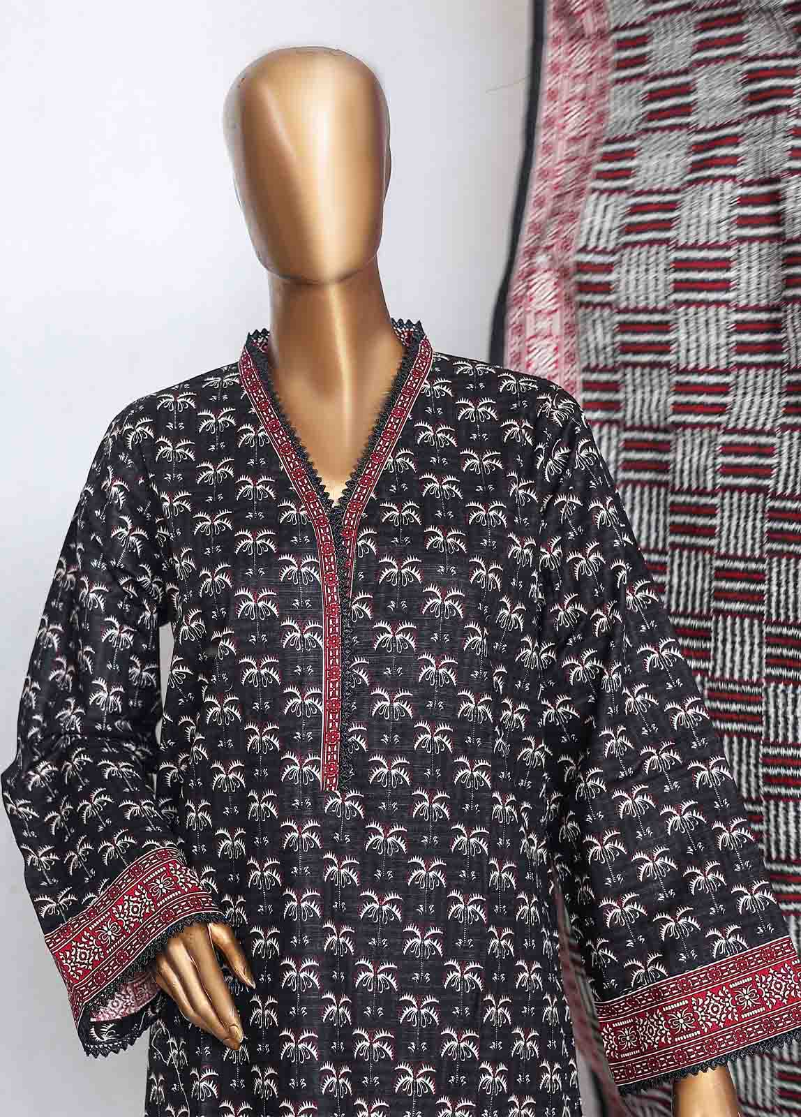 Bin Saeed Fabric - WKP-004 -3 Piece Khaddar Printed Suit