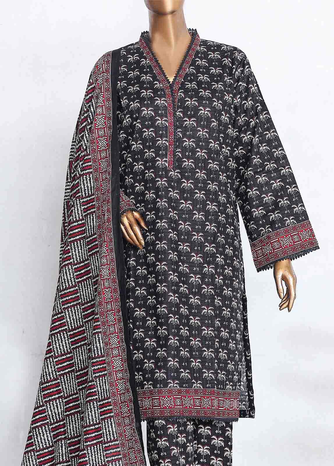 Bin Saeed Fabric - WKP-004 -3 Piece Khaddar Printed Suit