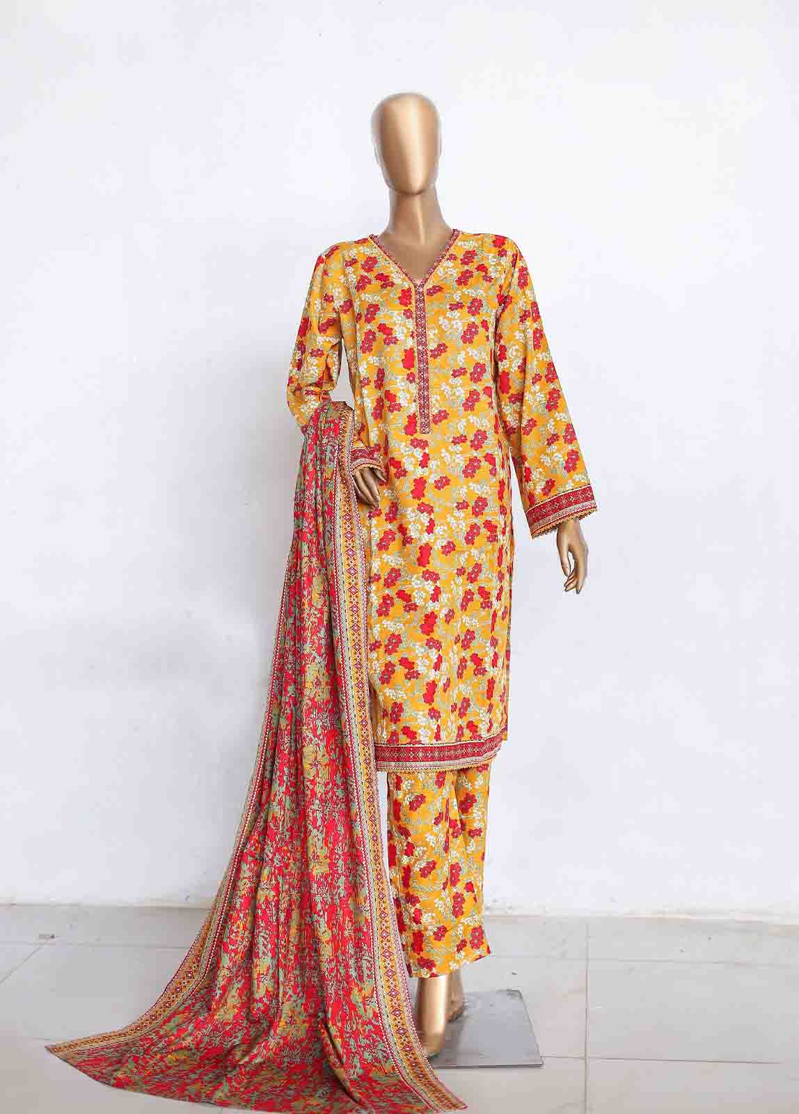 Bin Saeed Fabric - WKP-006 -3 Piece Khaddar Printed Suit