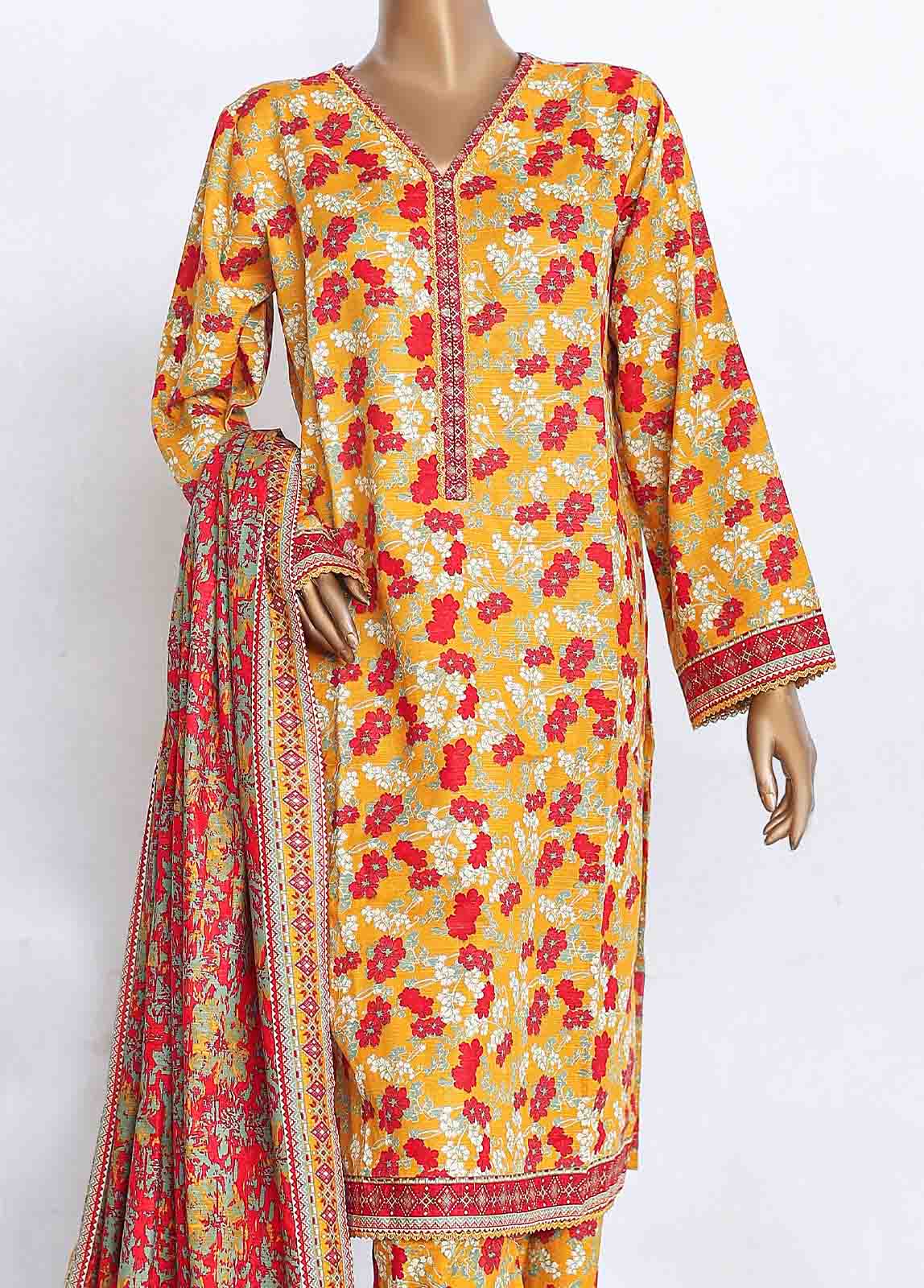 Bin Saeed Fabric - WKP-006 -3 Piece Khaddar Printed Suit