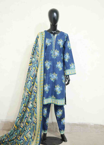 Bin Saeed Fabric - WKP-007 -3 Piece Khaddar Printed Suit