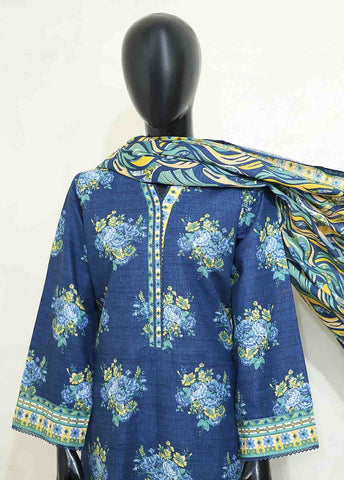 Bin Saeed Fabric - WKP-007 -3 Piece Khaddar Printed Suit