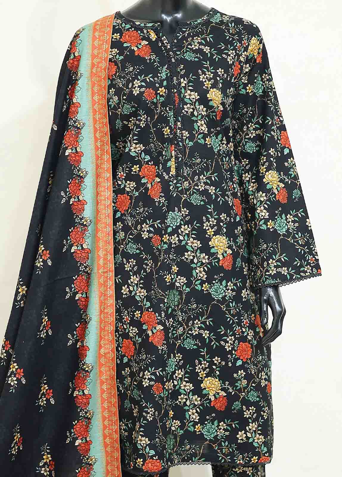 Bin Saeed Fabric - WKP-027 -3 Piece Khaddar Printed Suit