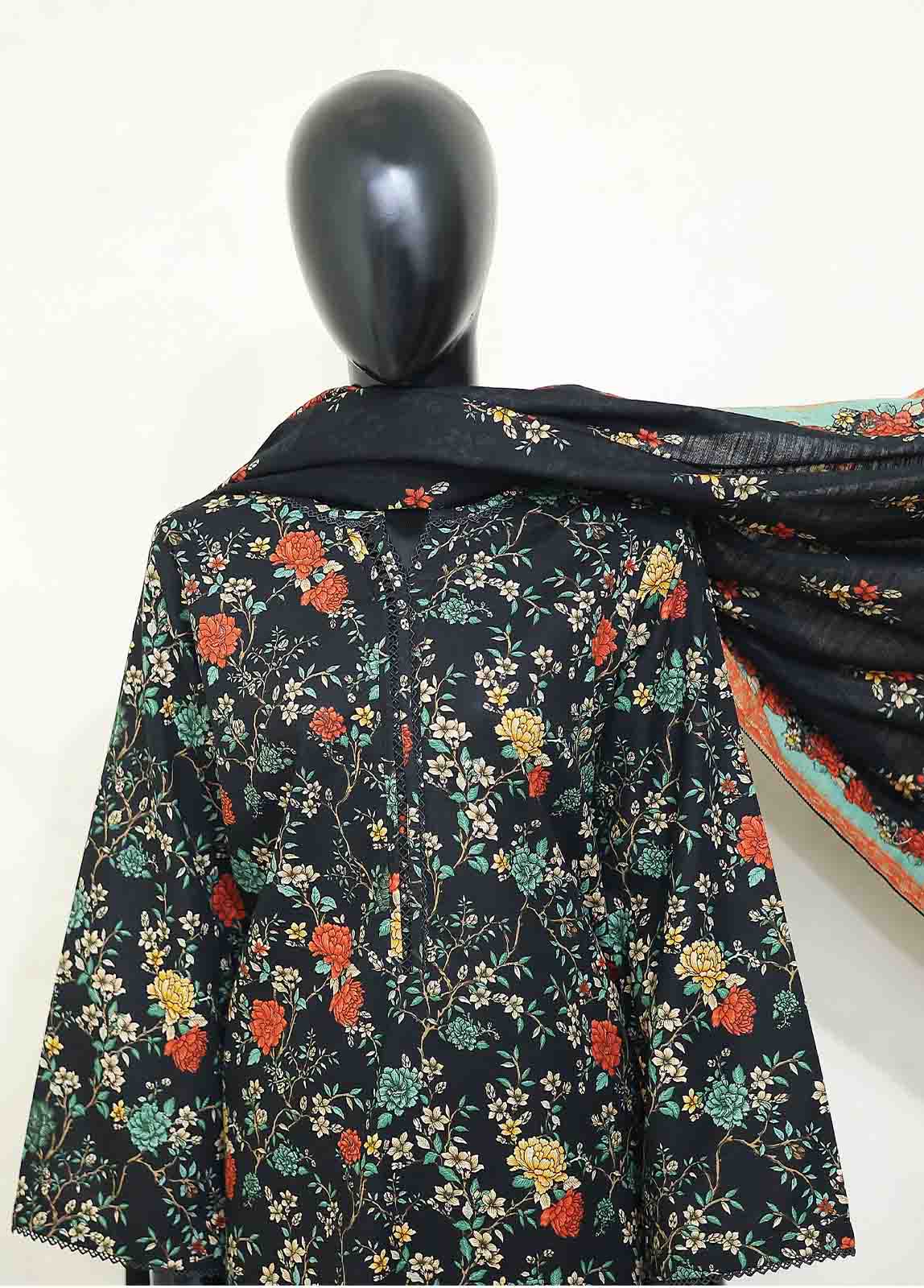 Bin Saeed Fabric - WKP-027 -3 Piece Khaddar Printed Suit