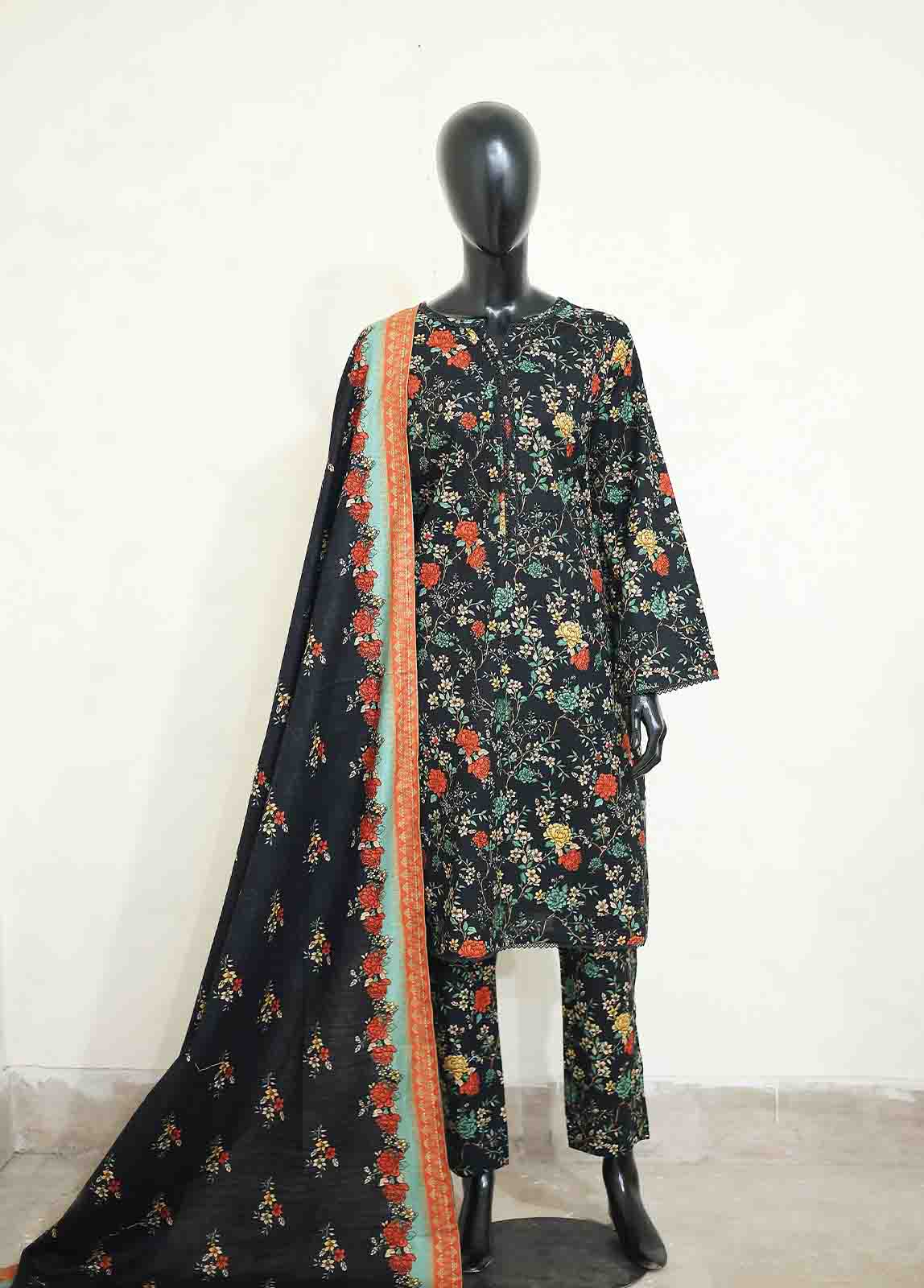 Bin Saeed Fabric - WKP-027 -3 Piece Khaddar Printed Suit