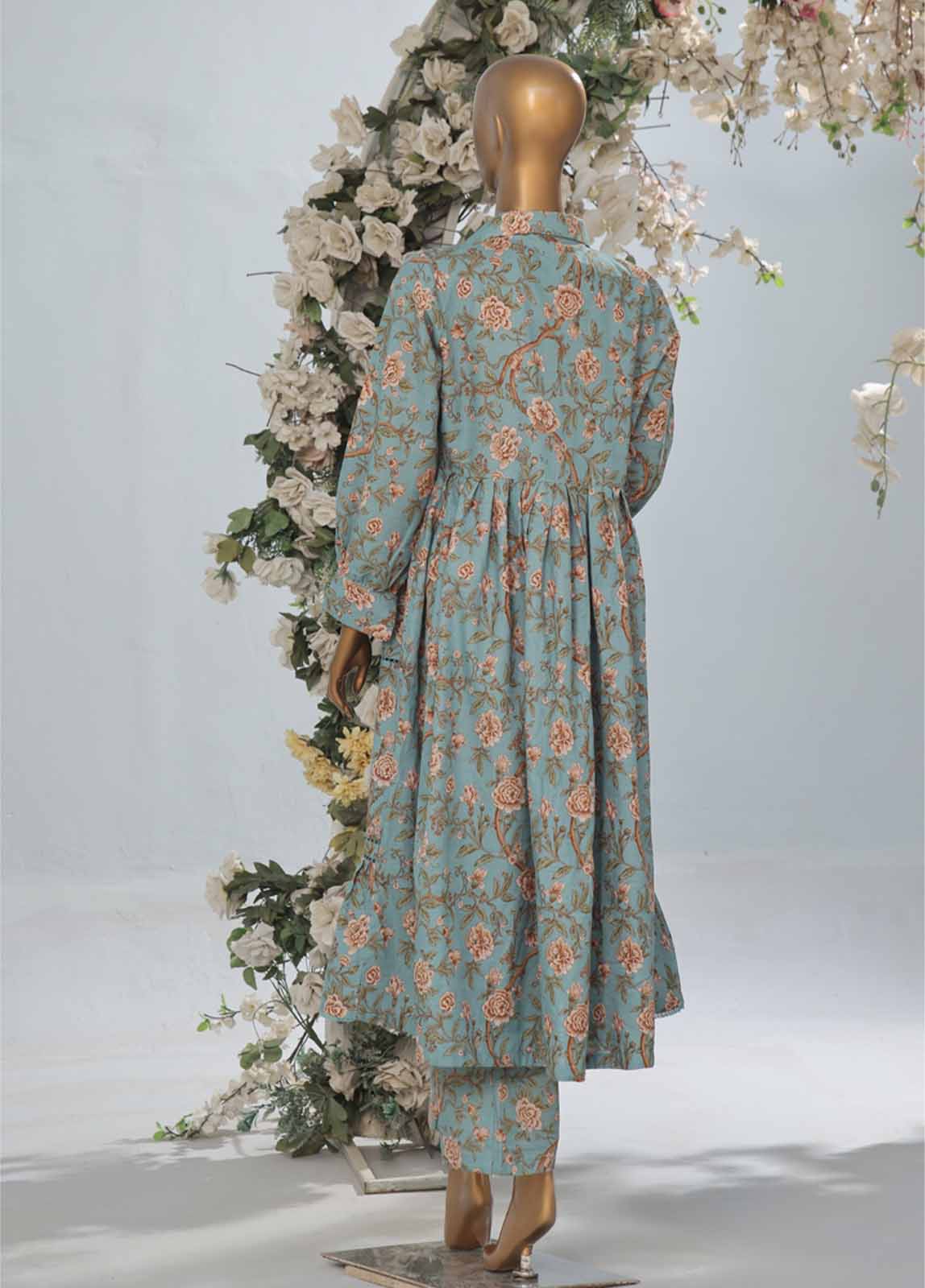 Bin Saeed Fabric - WKST-002- 2 Piece Printed Stitched Frock Style Co-ords