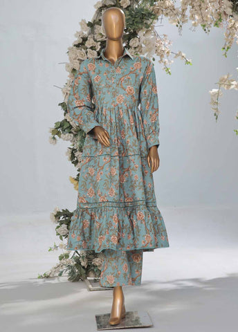 Bin Saeed Fabric - WKST-002- 2 Piece Printed Stitched Frock Style Co-ords