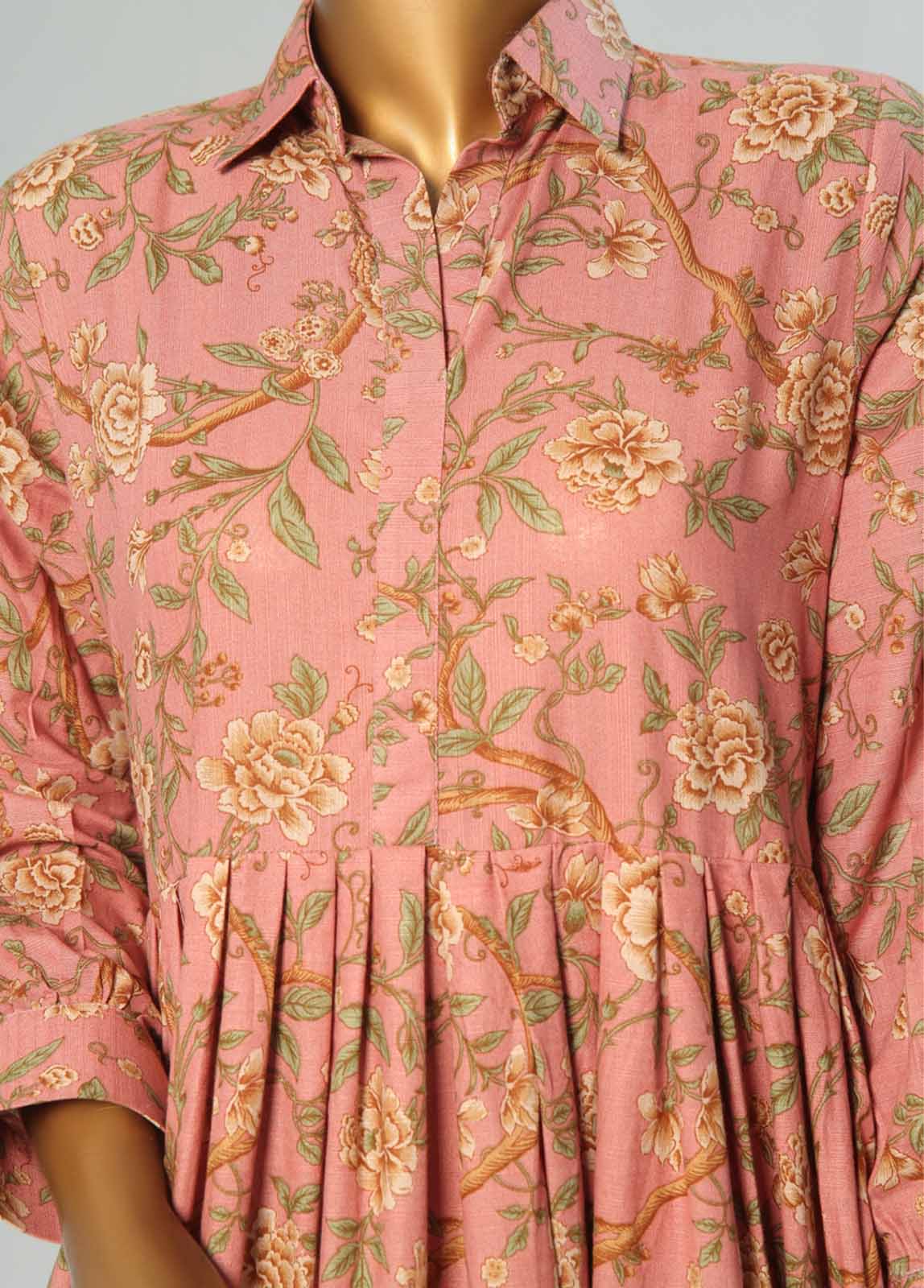 Bin Saeed Fabric - WKST-003- 2 Piece Printed Stitched Frock Style Co-ords