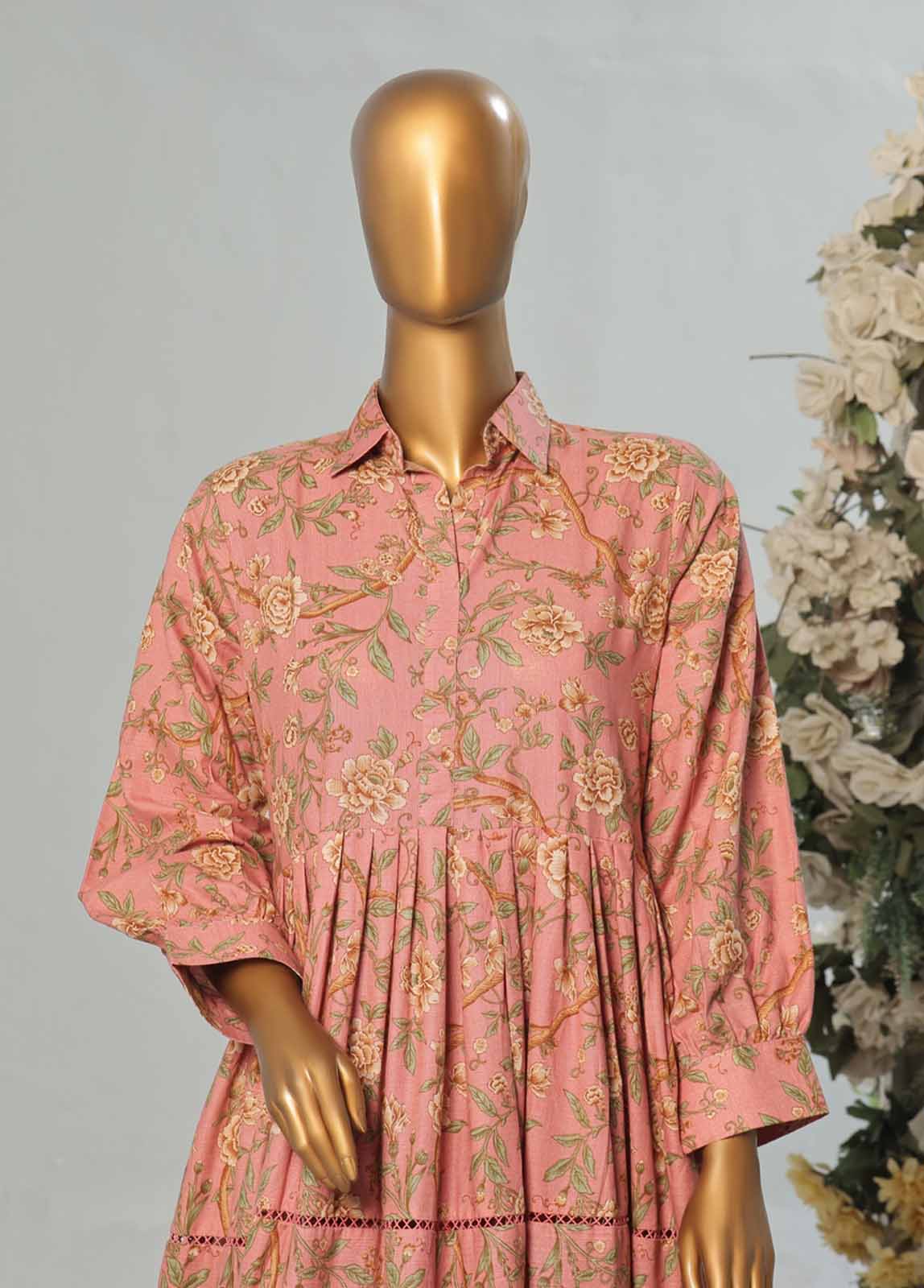 Bin Saeed Fabric - WKST-003- 2 Piece Printed Stitched Frock Style Co-ords