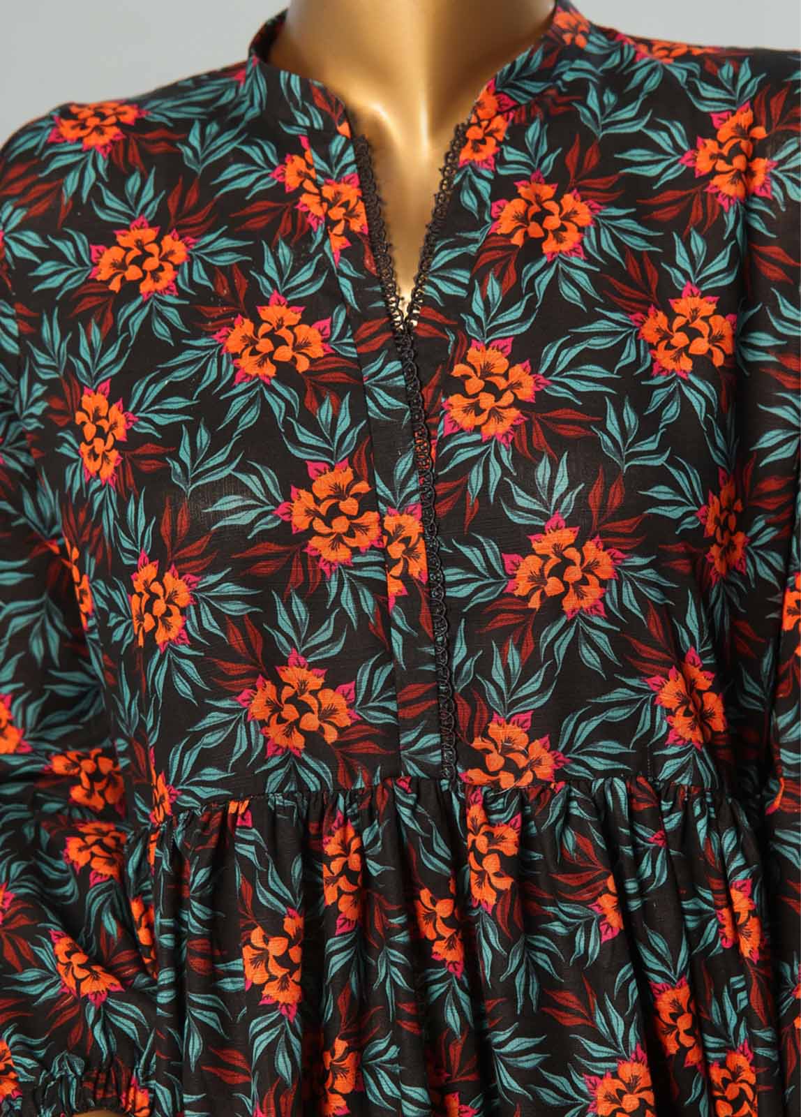 Bin Saeed Fabric - WKST-005- 2 Piece Printed Stitched Frock Style Co-ords