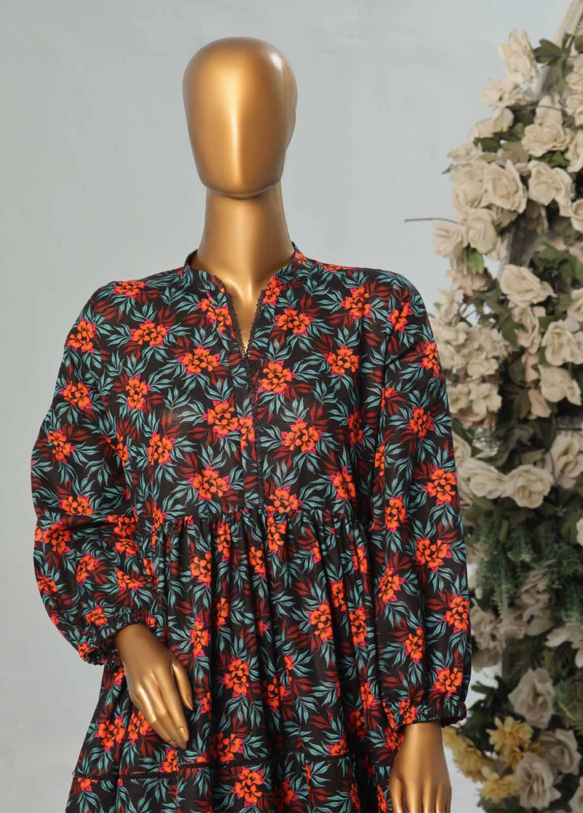 Bin Saeed Fabric - WKST-005- 2 Piece Printed Stitched Frock Style Co-ords