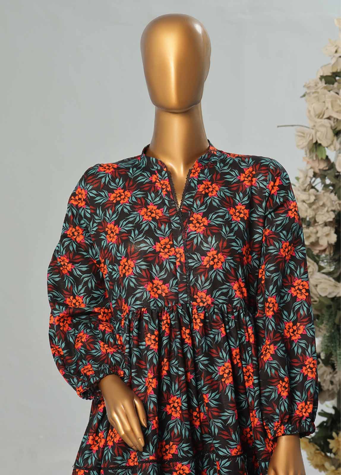 Bin Saeed Fabric - WKST-005- 2 Piece Printed Stitched Frock Style Co-ords