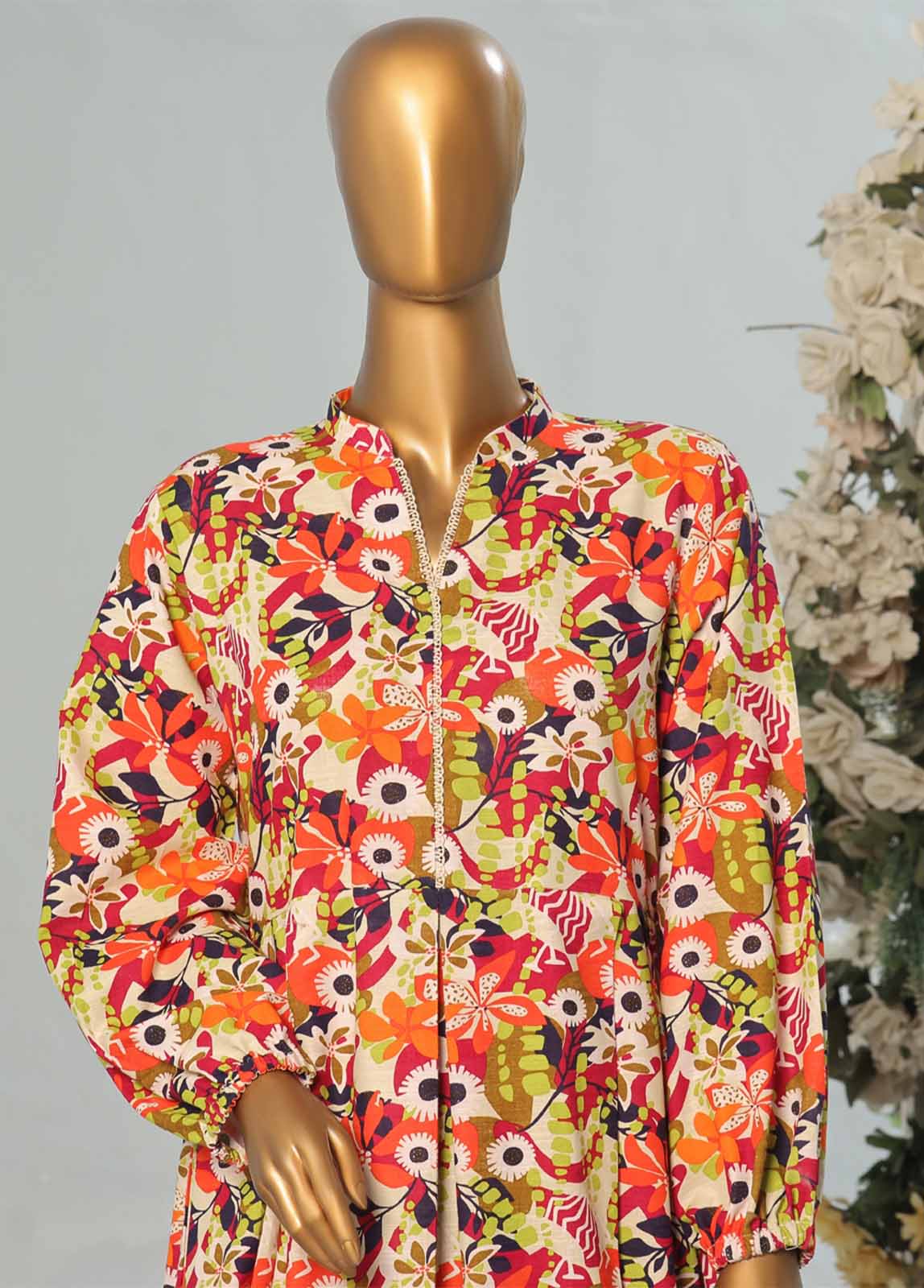 Bin Saeed Fabric - WKST-008- 2 Piece Printed Stitched Frock Style Co-ords