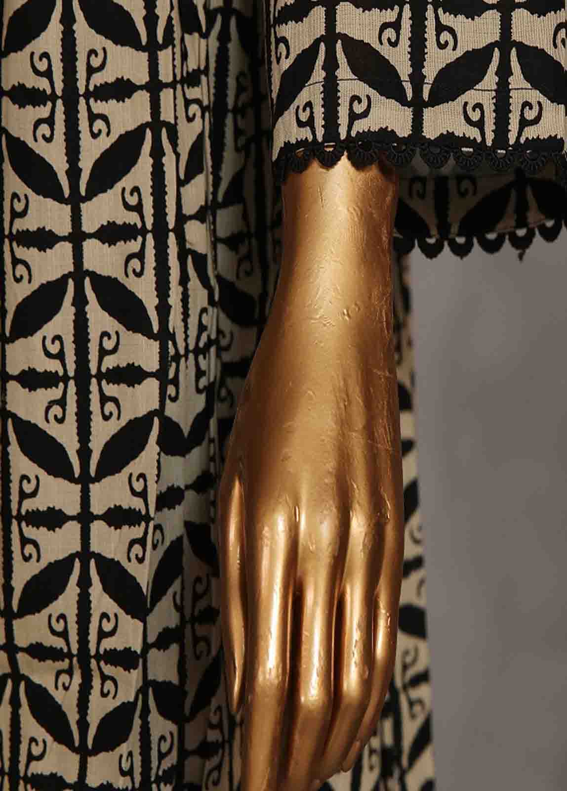 Bin Saeed Fabric - WKST-FR-07- 2 Piece Printed Stitched Coat Style Frock