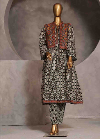 Bin Saeed Fabric - WKST-FR-07- 2 Piece Printed Stitched Coat Style Frock