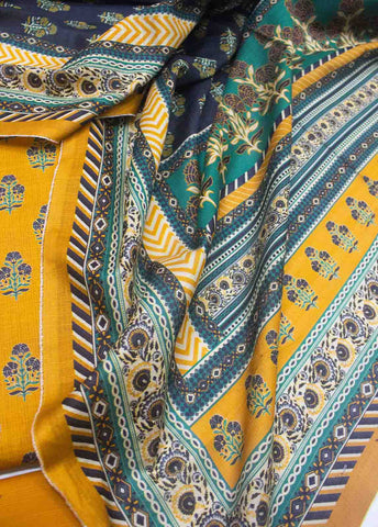 Bin Saeed Fabric - WKU-0100-3 Piece Khaddar Printed UnStitched Suit