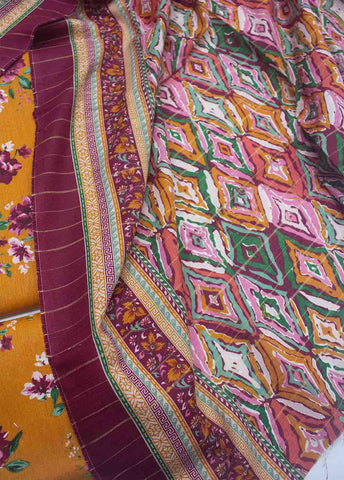 Bin Saeed Fabric - WKU-0101-3 Piece Khaddar Printed UnStitched Suit