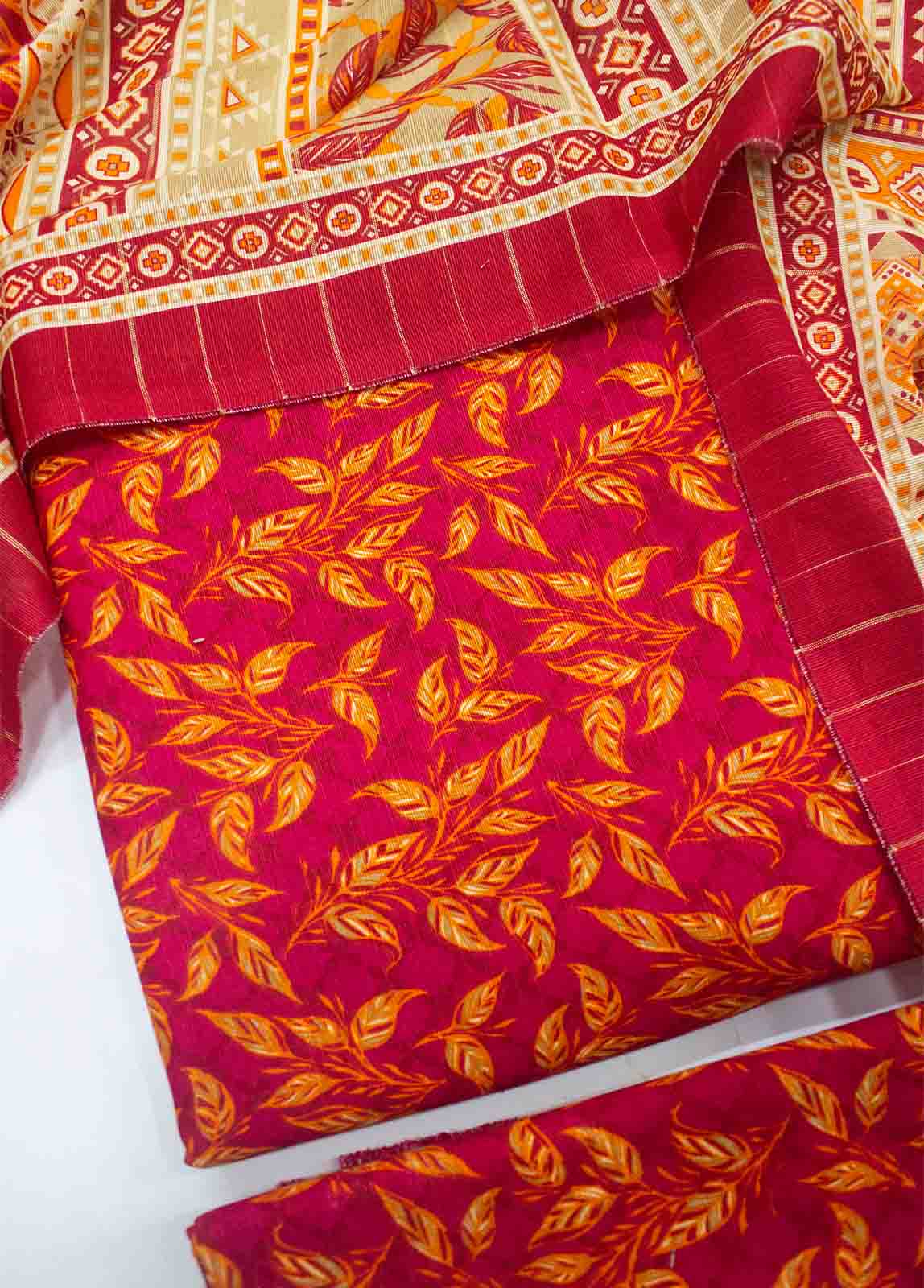 Bin Saeed Fabric - WKU-0102-3 Piece Khaddar Printed UnStitched Suit