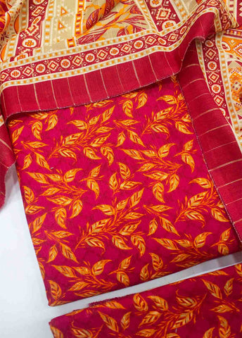 Bin Saeed Fabric - WKU-0102-3 Piece Khaddar Printed UnStitched Suit