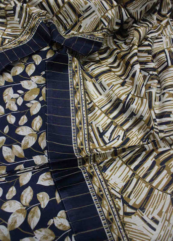 Bin Saeed Fabric - WKU-0104-3 Piece Khaddar Printed UnStitched Suit