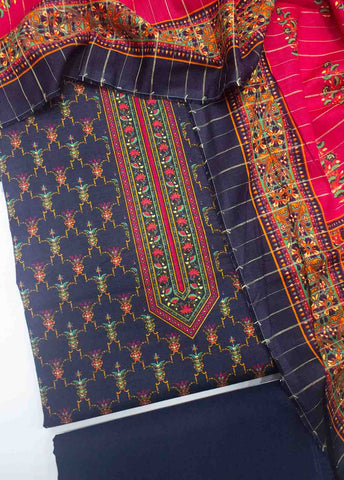 Bin Saeed Fabric - WKU-0106-3 Piece Khaddar Printed UnStitched Suit