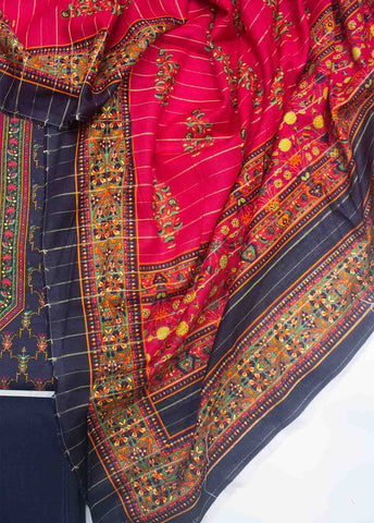 Bin Saeed Fabric - WKU-0106-3 Piece Khaddar Printed UnStitched Suit