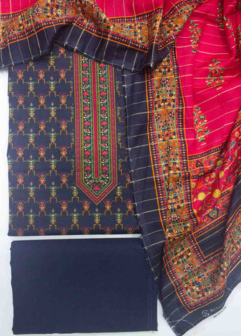 Bin Saeed Fabric - WKU-0106-3 Piece Khaddar Printed UnStitched Suit