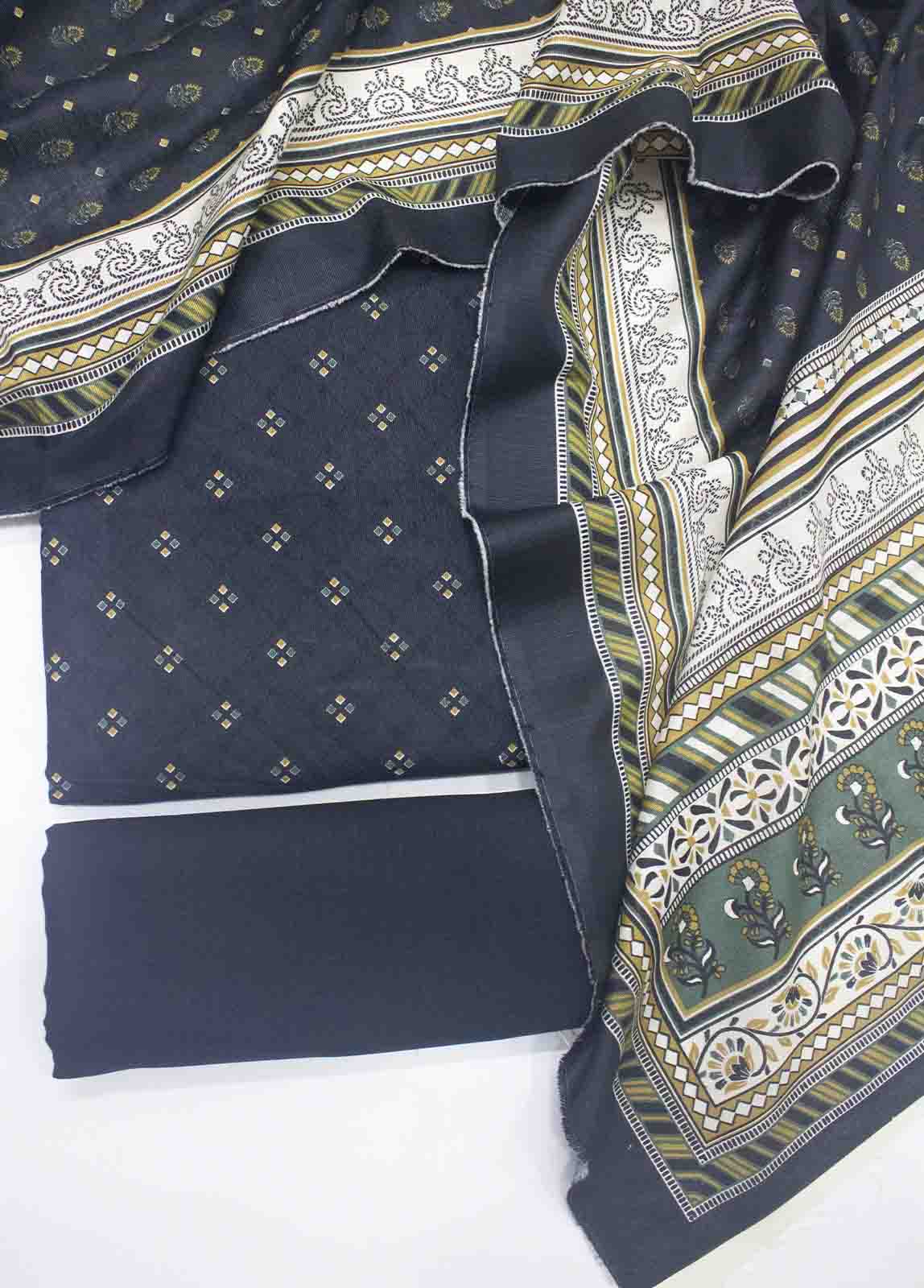 Bin Saeed Fabric - WKU-0107-3 Piece Khaddar Printed UnStitched Suit