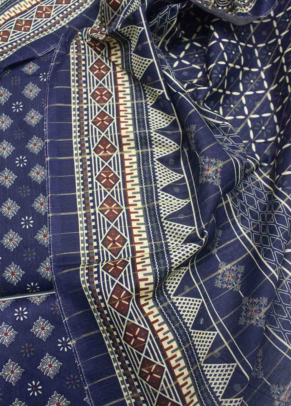 Bin Saeed Fabric - WKU-0108-3 Piece Khaddar Printed UnStitched Suit