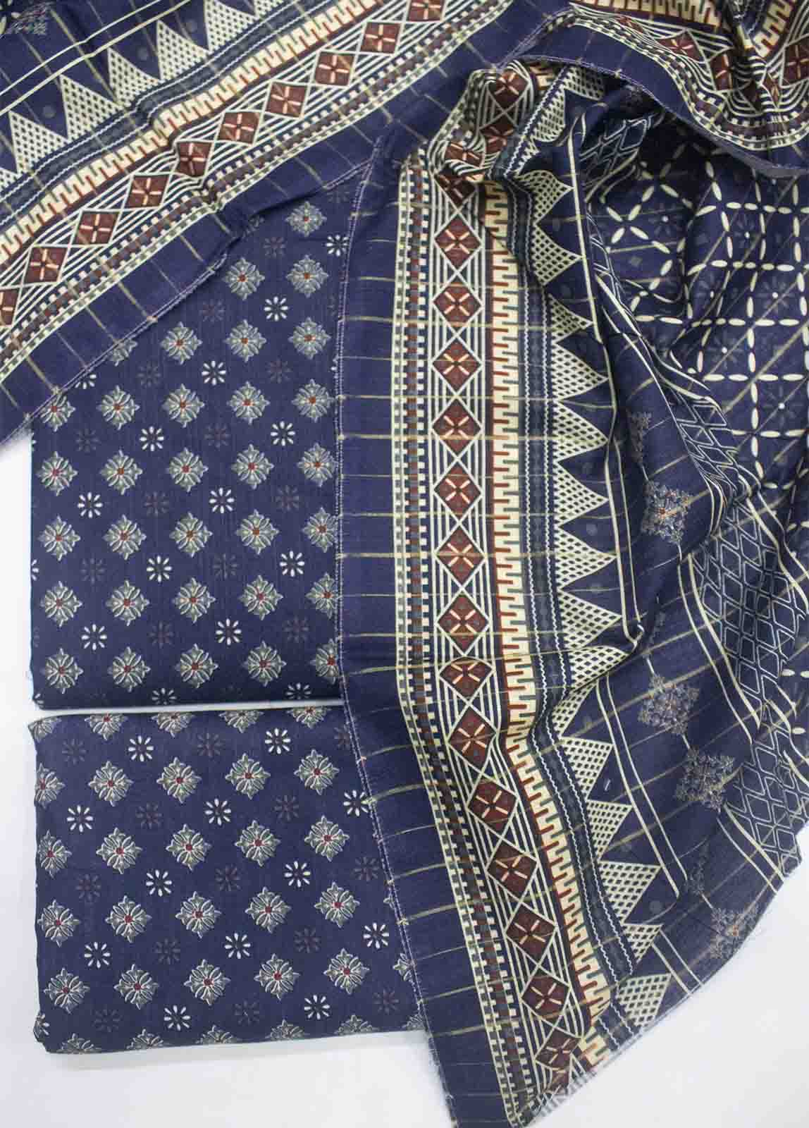 WKU-0108-3 Piece Khaddar Printed UnStitched Suit