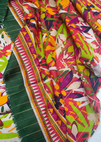 Bin Saeed Fabric - WKU-0110-3 Piece Khaddar Printed UnStitched Suit