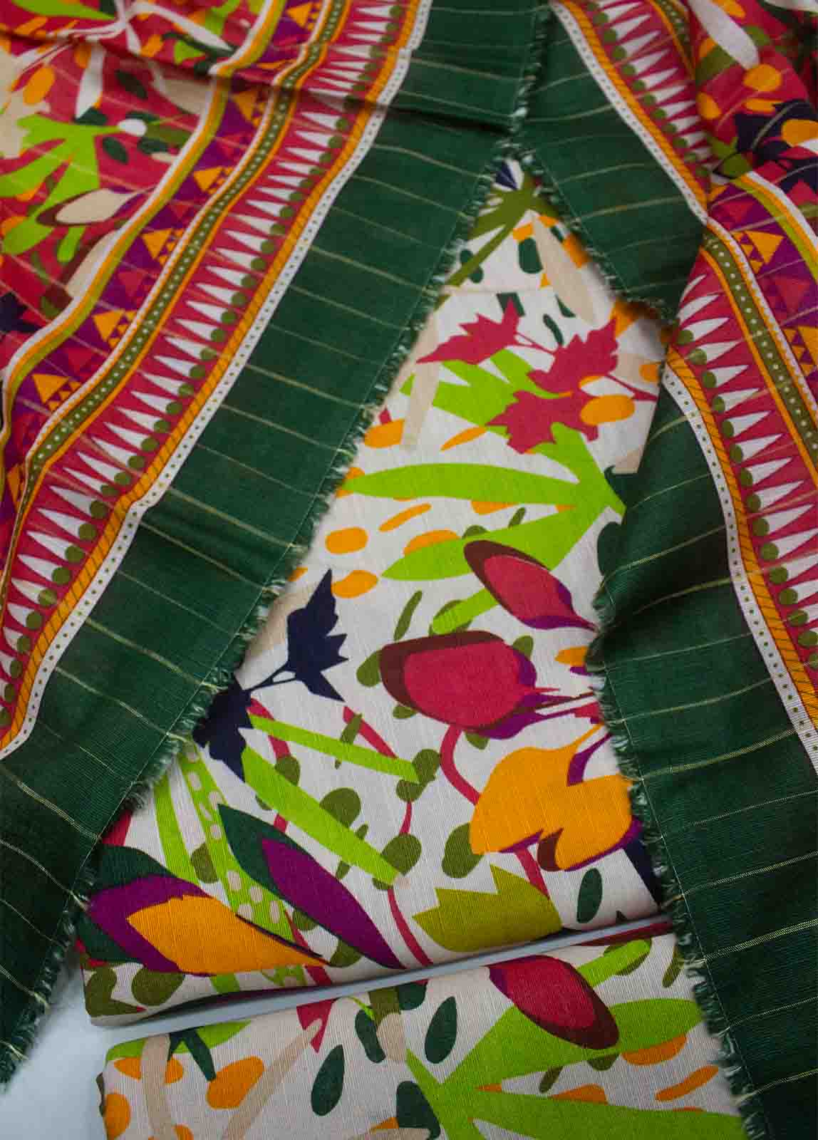 Bin Saeed Fabric - WKU-0110-3 Piece Khaddar Printed UnStitched Suit