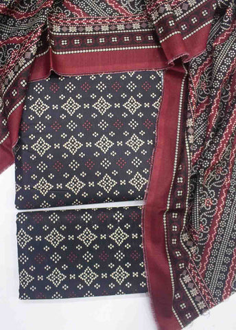 Bin Saeed Fabric - WKU-0113-3 Piece Khaddar Printed UnStitched Suit