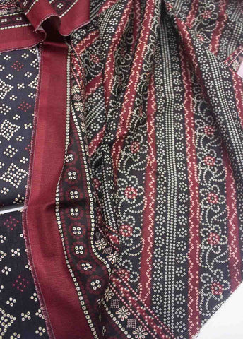 Bin Saeed Fabric - WKU-0113-3 Piece Khaddar Printed UnStitched Suit