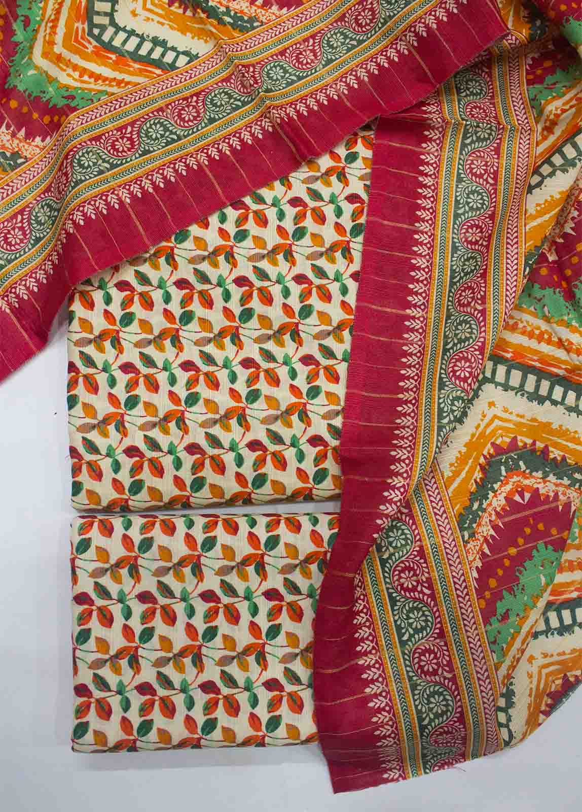 Bin Saeed Fabric - WKU-0114-3 Piece Khaddar Printed UnStitched Suit