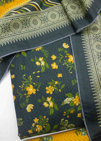 Bin Saeed Fabric - WKU-0115-3 Piece Khaddar Printed UnStitched Suit