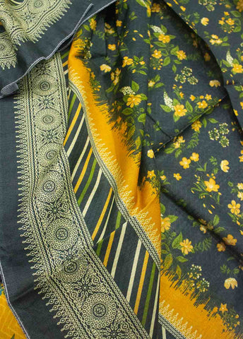 Bin Saeed Fabric - WKU-0115-3 Piece Khaddar Printed UnStitched Suit