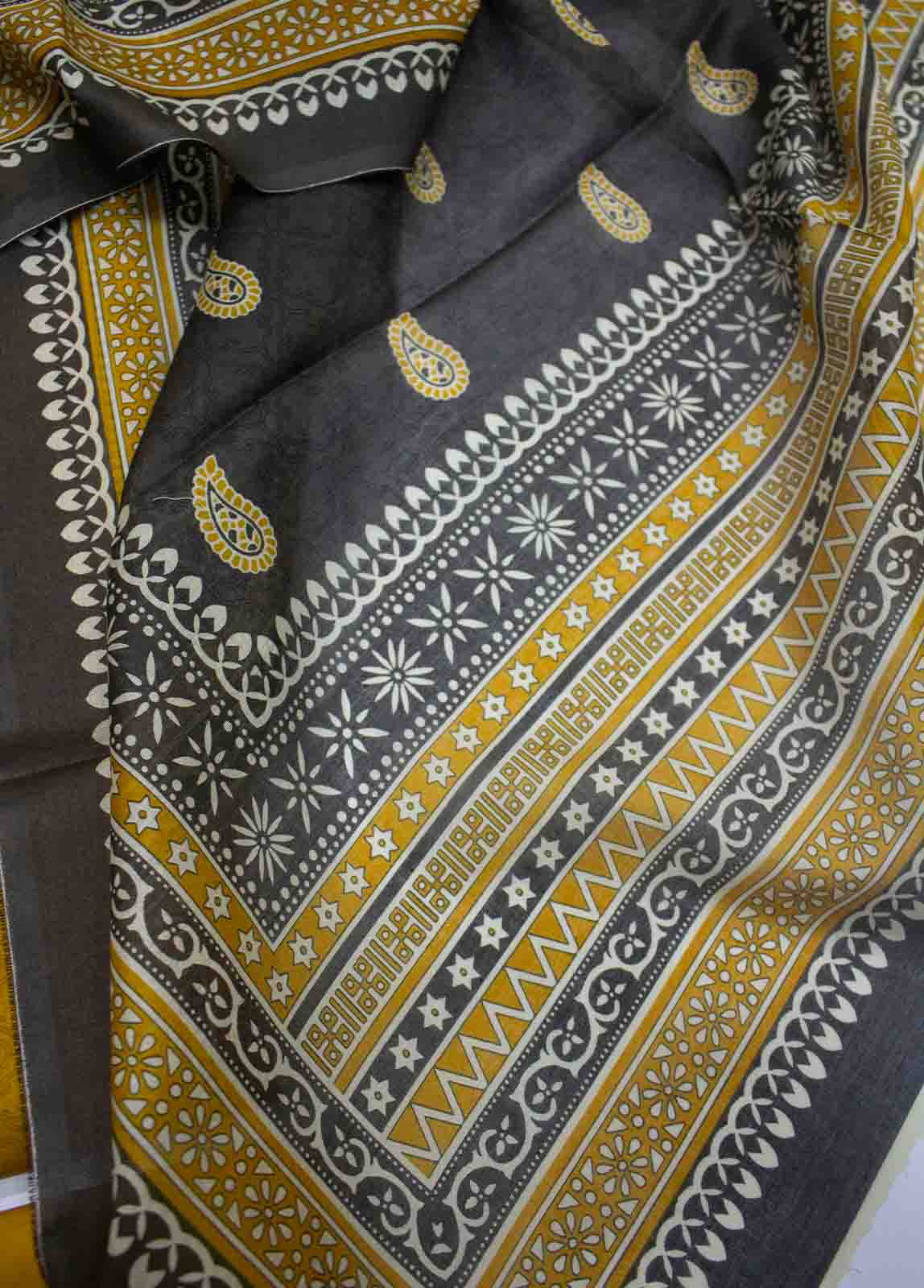 Bin Saeed Fabric - WKU-0117-3 Piece Khaddar Printed Unstitched Suit