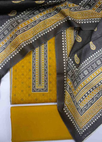 Bin Saeed Fabric - WKU-0117-3 Piece Khaddar Printed Unstitched Suit
